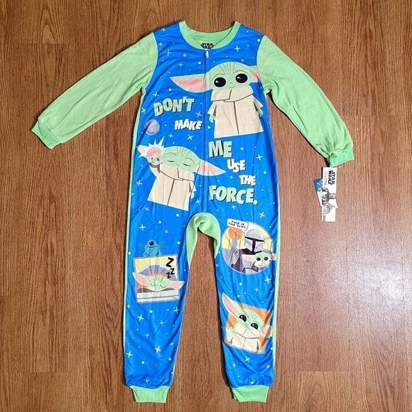 Star Wars The Mandalorian Grogu Baby Yoda Pajama Blanket Sleepee 1 Piece Size 7 - Picture 1 of 9